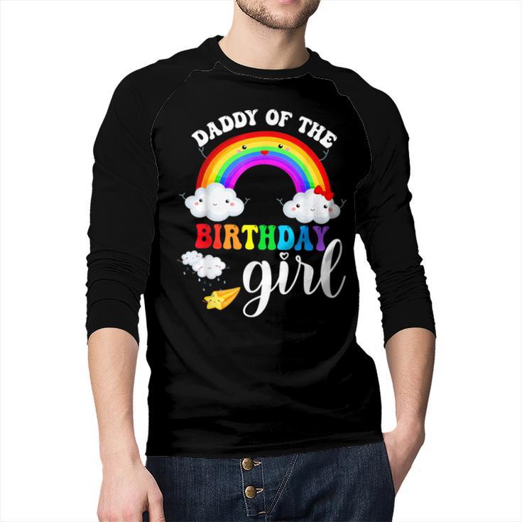 Daddy Of The Birthday Girl Rainbow B-Day Matching Family Men Baseball Raglan Shirt