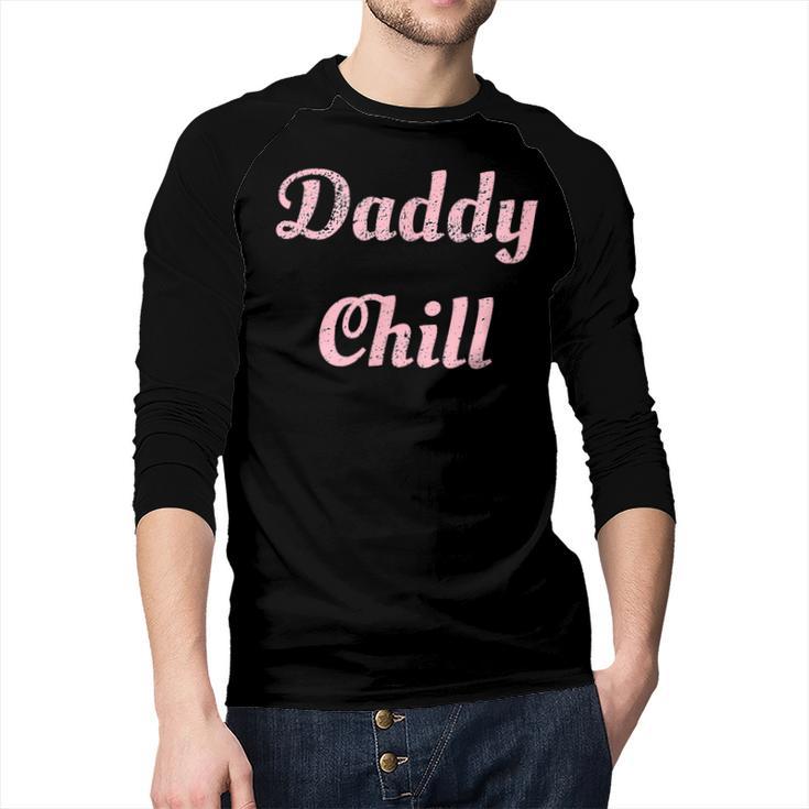 Daddy Chill Pink Distressed Men Baseball Raglan Shirt