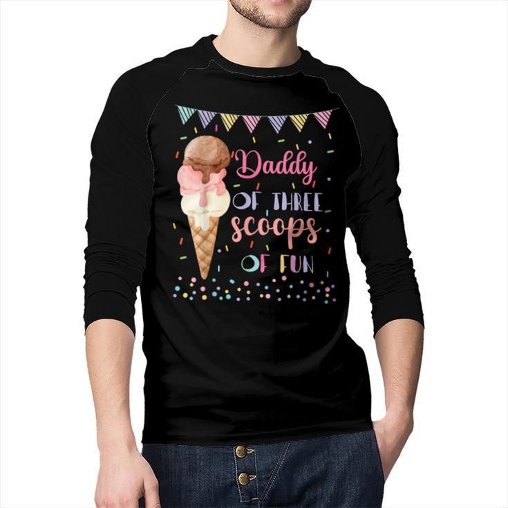Daddy Dad Ice Cream Third Birthday Three Scoops Of Fun Men Baseball Raglan Shirt