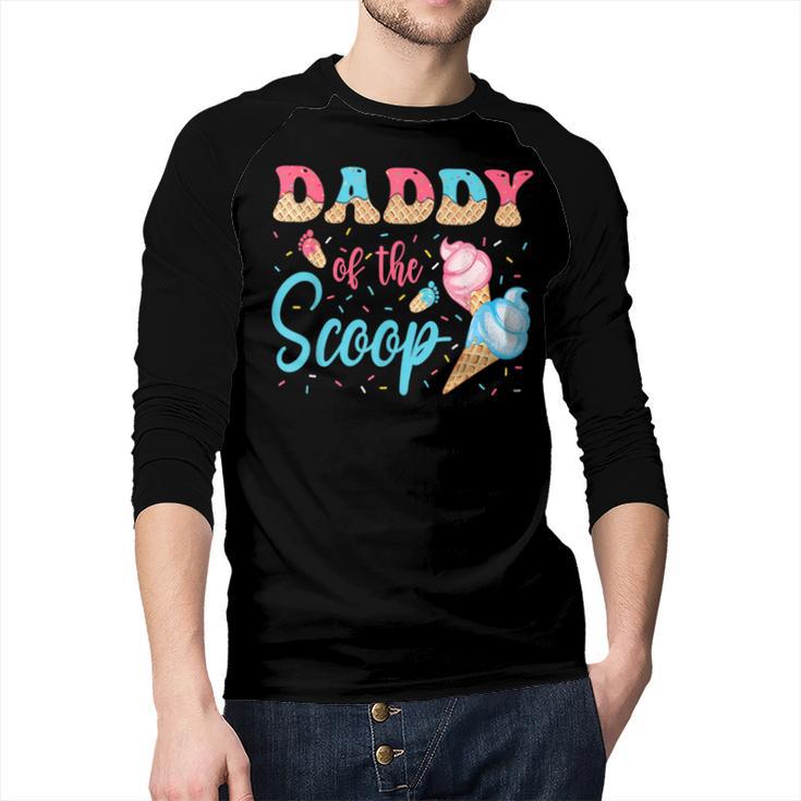 Daddy Of The Scoop Ice Cream Gender Reveal Baby Shower Men Baseball Raglan Shirt