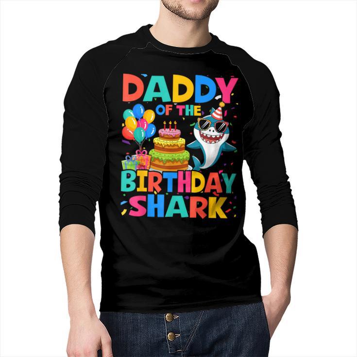Daddy Of The Shark Birthday Dad Matching Family Men Baseball Raglan Shirt