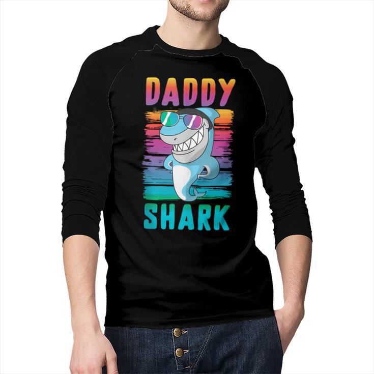 Daddy Shark Retro Vintage Dad Men Baseball Raglan Shirt