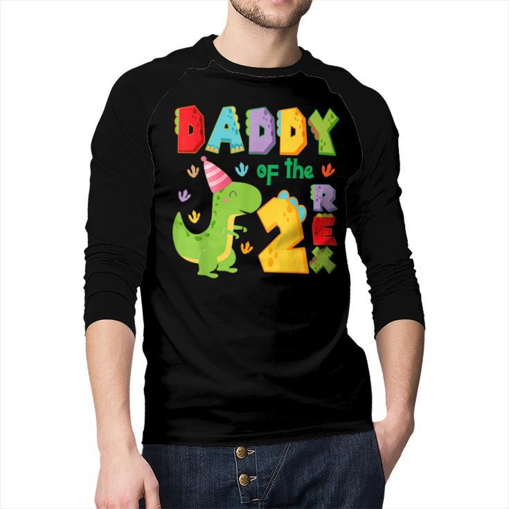 Daddy Of The Two Rex 2Nd Birthday Boy Dinosaur T-Rex Men Baseball Raglan Shirt