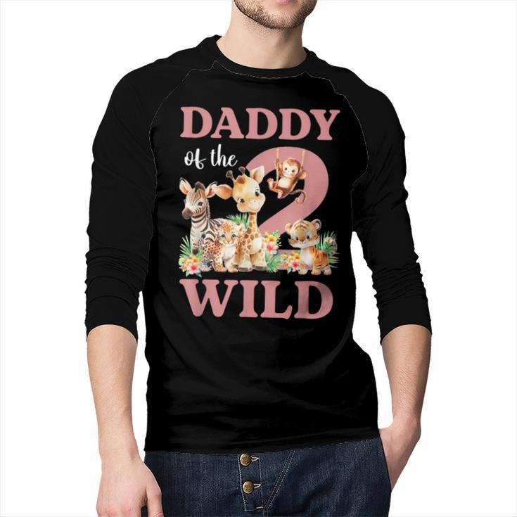 Daddy Of The Two Wild Zoo 2nd Birthday Safari Jungle Animal Men Baseball Raglan Shirt