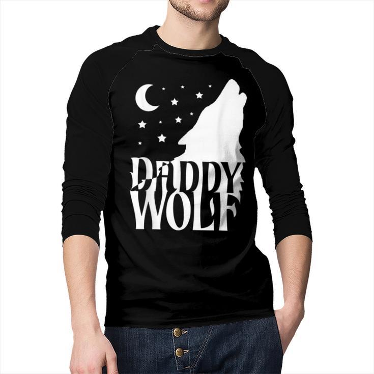 Daddy Wolf Matching Family Tribe Wolves Moon Men Baseball Raglan Shirt