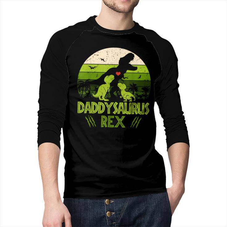 Daddysaurus Rex 2 Kids Sunset Tshirt For Fathers Day Men Baseball Raglan Shirt