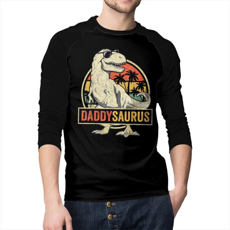 Daddysaurus Shirt T-Rex Dad Dinosaur Men Baseball Raglan Shirt