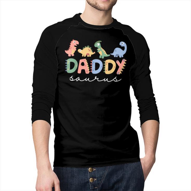 Daddysaurus T Rex Dinosaur Dad Daddy Saurus Family Men Baseball Raglan Shirt