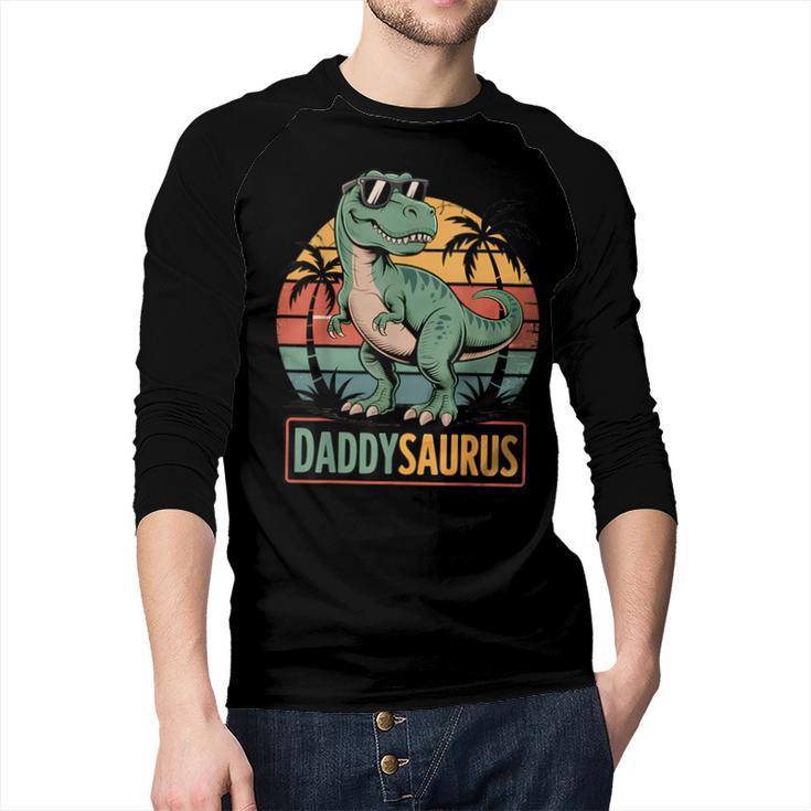 Daddysaurus T Rex Dinosaur Daddy Saurus Family Matching Dad Men Baseball Raglan Shirt