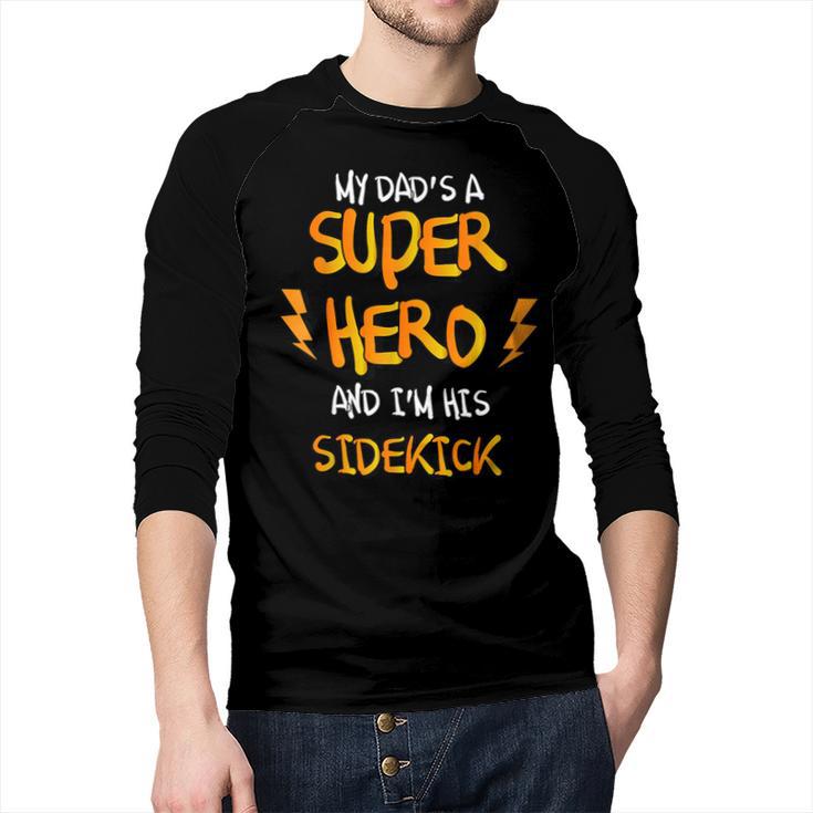 My Dads a Superhero Shirt Cool Kids T Shirt Men Baseball Raglan Shirt