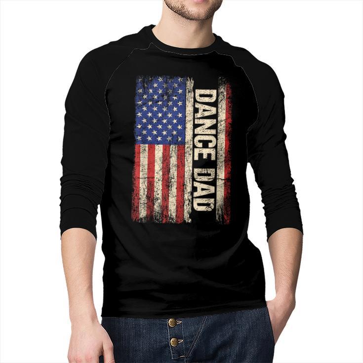 Dance Dad US American Flag Shirt Dancer Dancing Father Men Men Baseball Raglan Shirt