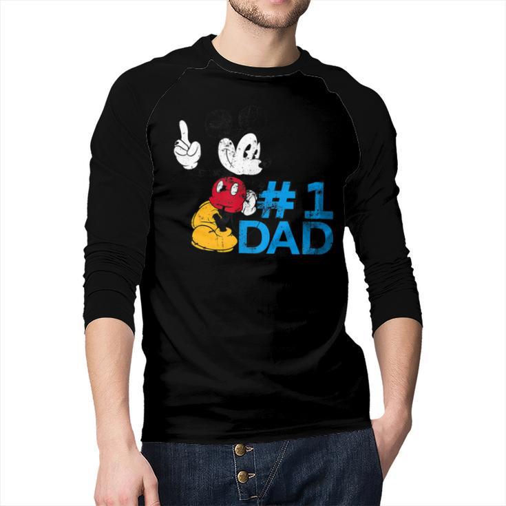 Disney Mickey Mouse Father's Day 1 Dad Men Baseball Raglan Shirt