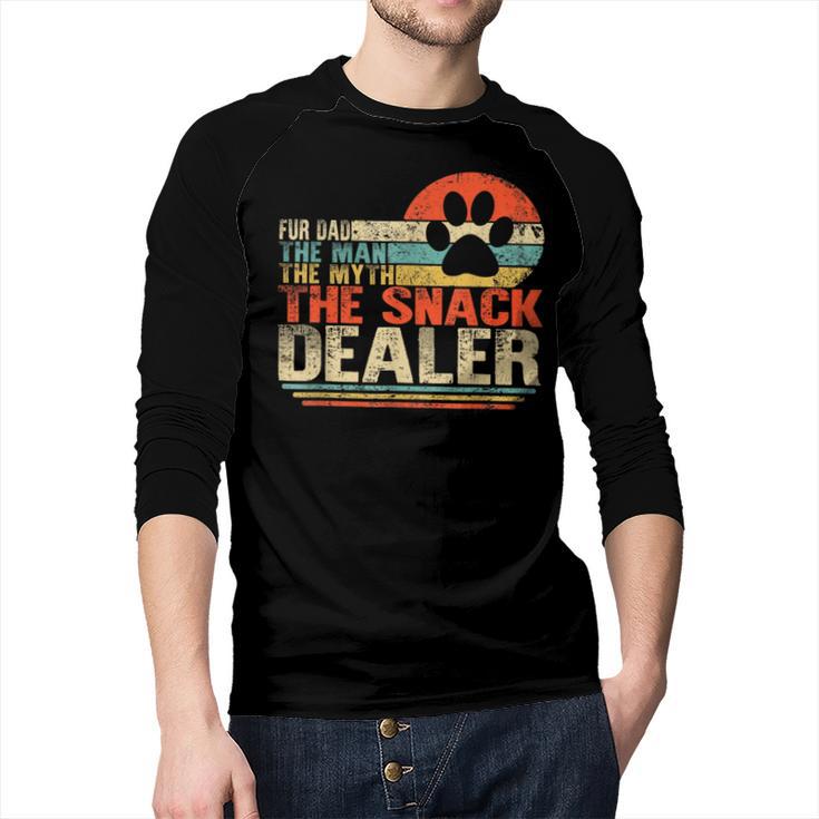 Dog Fathers Day Fur Dad The Man The Myth The Snack Dealer Men Baseball Raglan Shirt