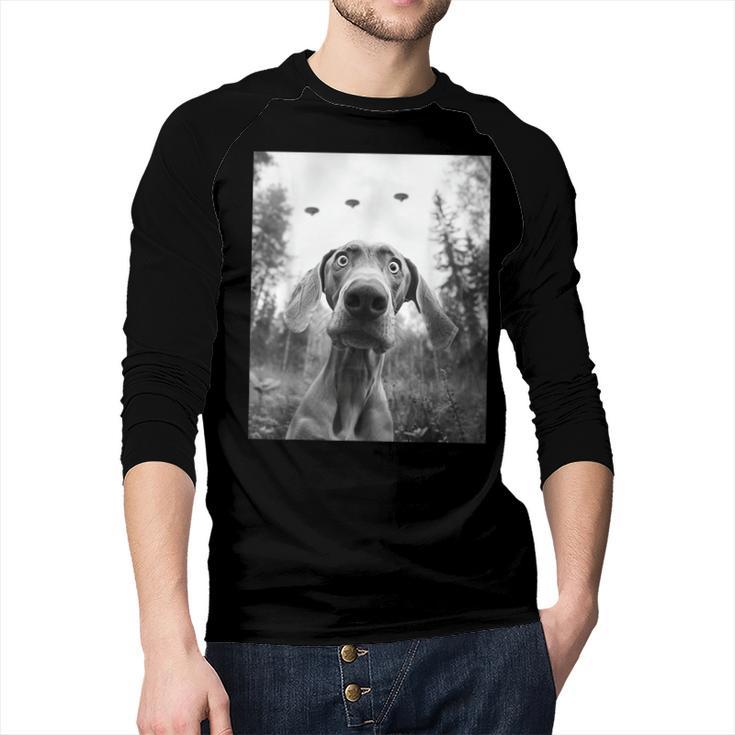 Dog Mom Dad Alien Selfie Weimaraner UFO For Men Women Men Baseball Raglan Shirt