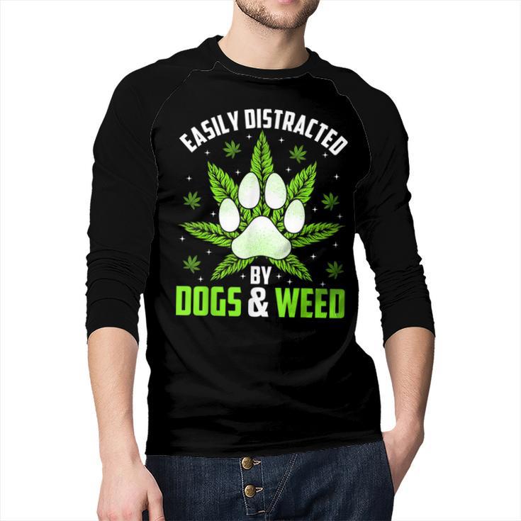Dogs And Weed Dad Mom Dog Lover Cannabis Marijuana For Men Women Men Baseball Raglan Shirt