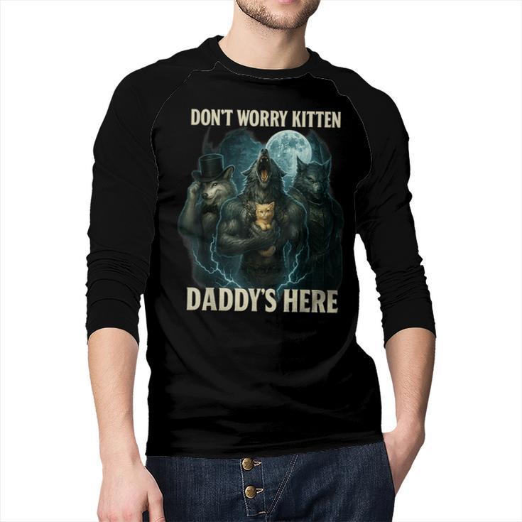 Don't Worry Kitten Daddy's Here Men Baseball Raglan Shirt