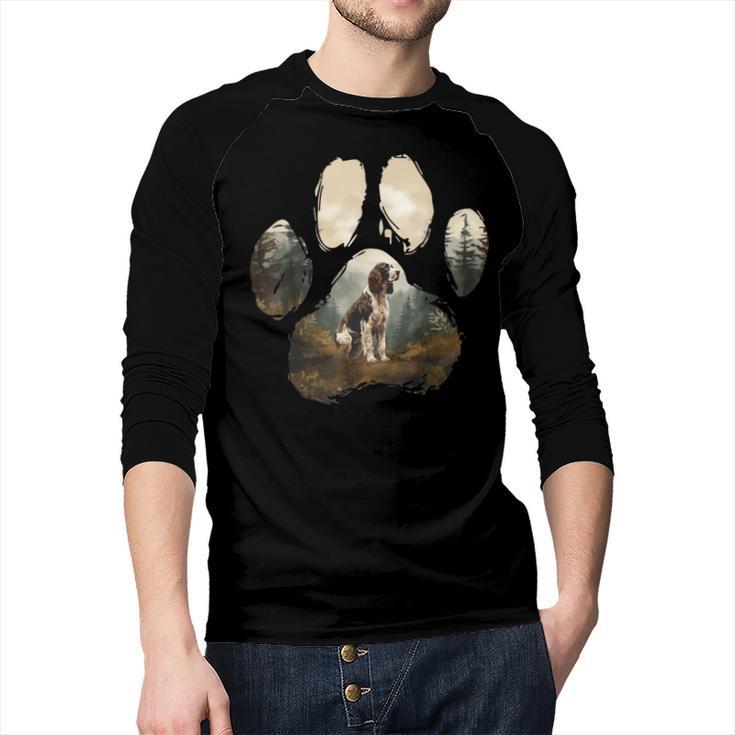 English Springer Spaniel Mountain Paw Dog Mom Dad Men Baseball Raglan Shirt