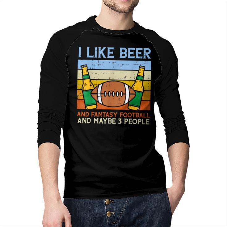 I Like Fantasy Football 3 People Draft Party Dad Men Men Baseball Raglan Shirt