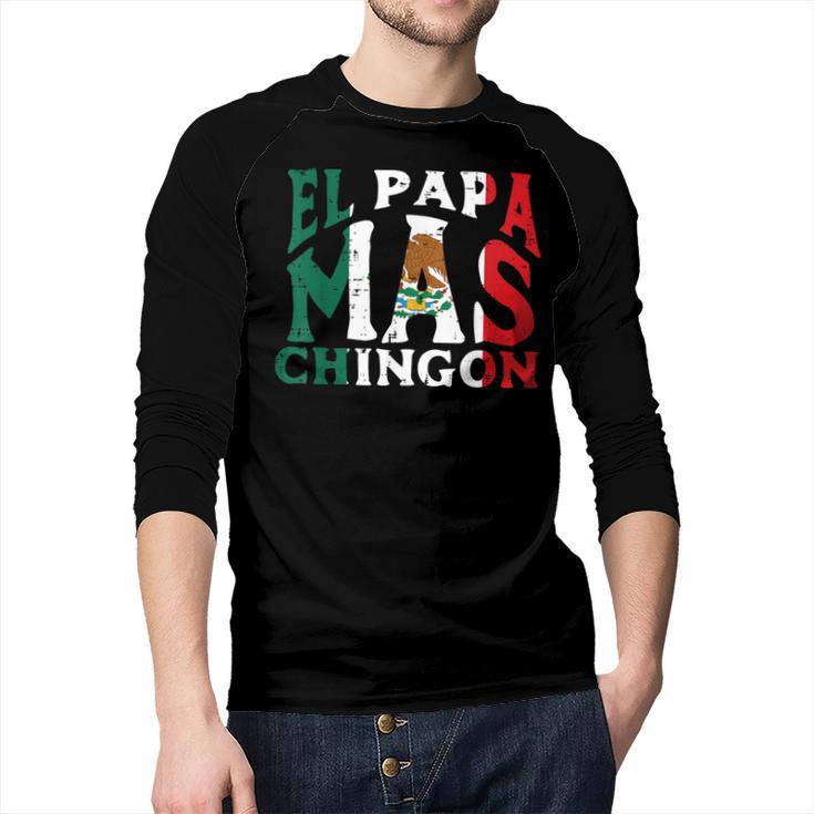 Fathers Day El Papa Mas Chingon Mexican Dad Spanish Men Baseball Raglan Shirt