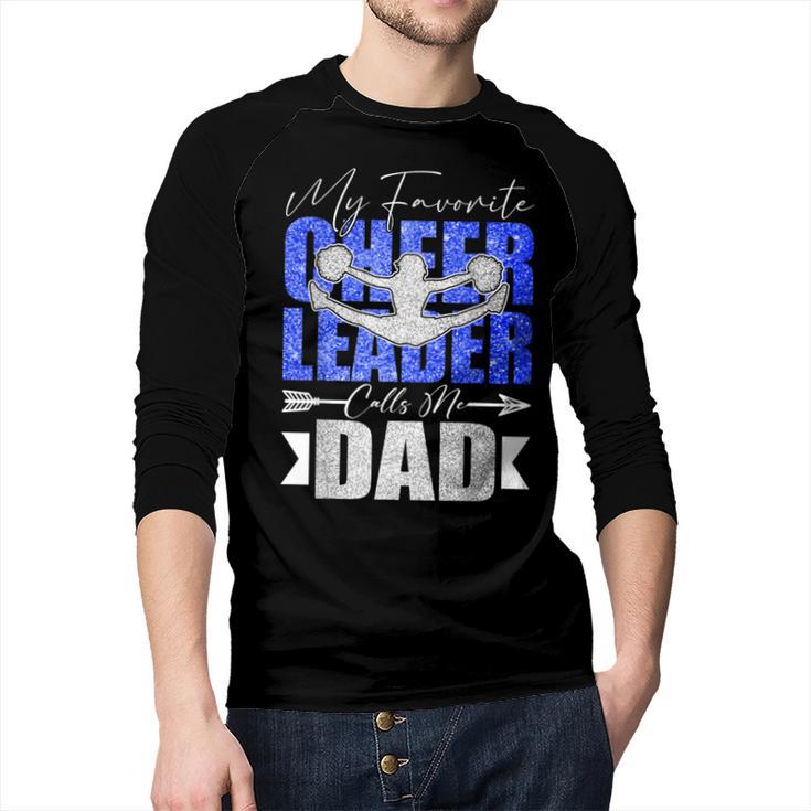 My Favorite Cheerleader Calls Me Dad Cheer Dad Fathers Day Men Baseball Raglan Shirt
