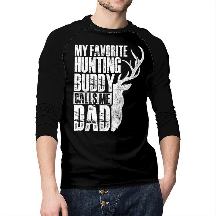 My Favorite Hunting Buddy Calls Me Dad Deer Animal Hunter Men Baseball Raglan Shirt