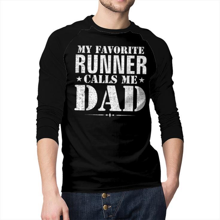 My Favorite Runner Calls Me Dad Father's Day Men Baseball Raglan Shirt