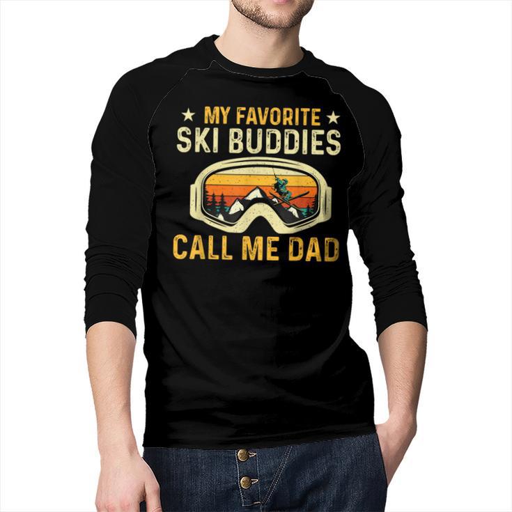 My Favorite Ski Buddies Call Me Dad Skier Skiing Lover Men Baseball Raglan Shirt