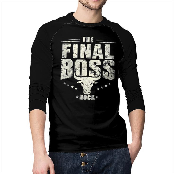 The Final Boss Vintage Rock Bull Fun Tee For Strong Dads Men Baseball Raglan Shirt