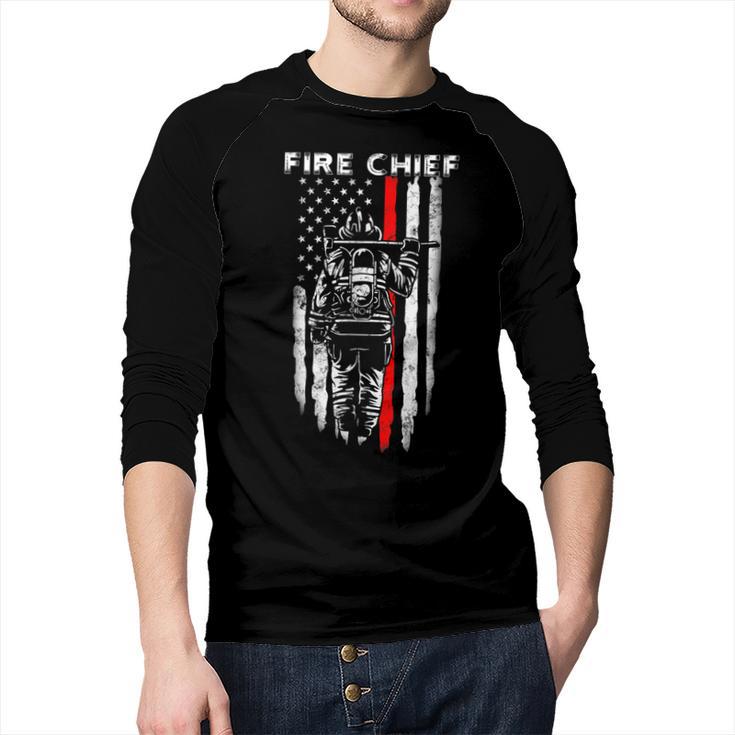 Fire Chief American Flag Gifts For Fire Chief Dad Grandpa Men Baseball Raglan Shirt