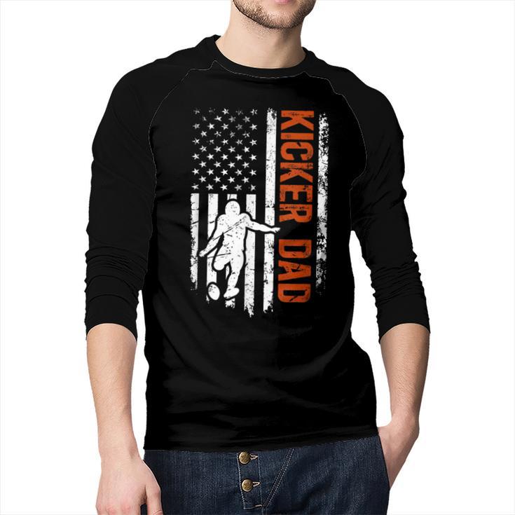 Football Kicker Dad Of A Football Kicker Father US Flag Men Baseball Raglan Shirt