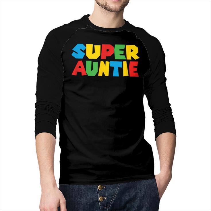 Gamer Aunt Super Auntie Gaming Matching Dad & Mom Kids Men Baseball Raglan Shirt