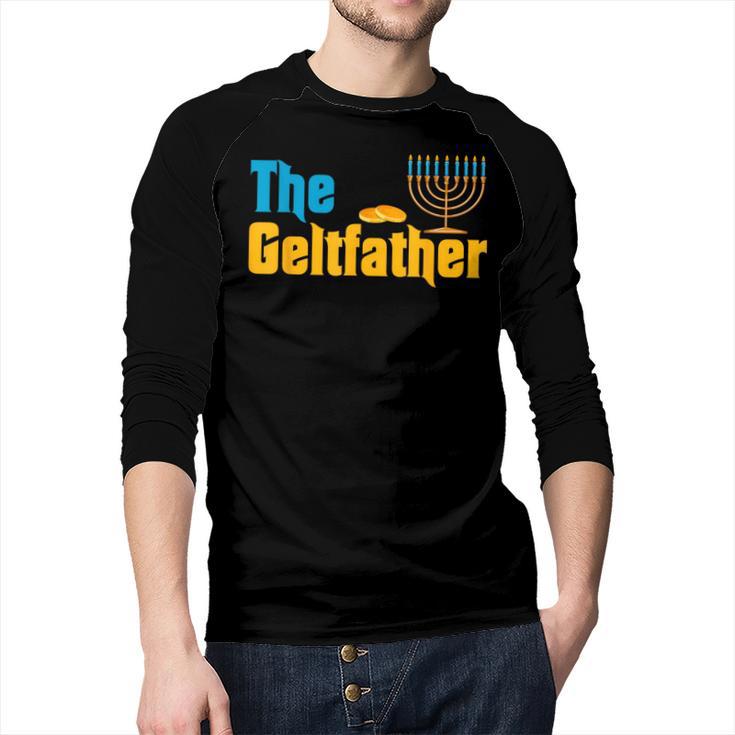 Gelt Father Hanukkah Menorah Jewish Dad Pajamas Men Baseball Raglan Shirt