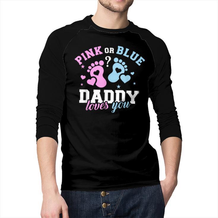 Gender Reveal Daddy Dad Men Baseball Raglan Shirt