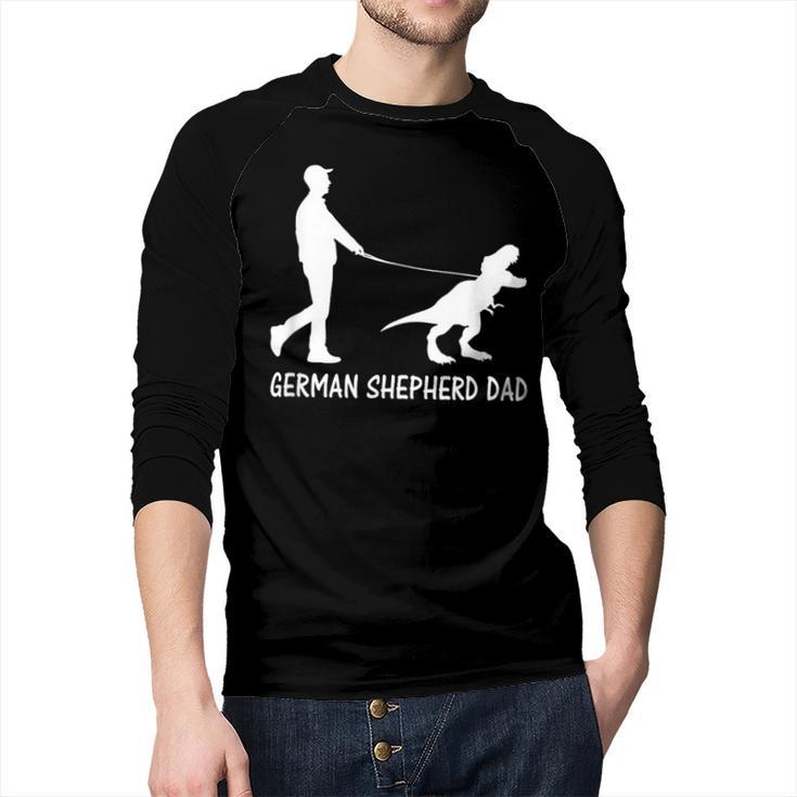 German Shepherd Dad Dinosaur GSD Owners Father's Day Men Baseball Raglan Shirt