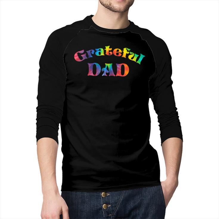 Grateful Dad Fathers Day Tie Dye Letters Shirt For Dads Men Baseball Raglan Shirt