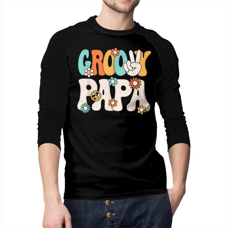 Groovy Papa Dad Retro Hippie 60s 70s Party Outfit Men Men Baseball Raglan Shirt