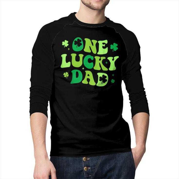 Groovy St Patrick's Day Apparel One Lucky Dad Shirt  Small Modern Groovy St Patrick's Day Shirt Men Baseball Raglan Shirt