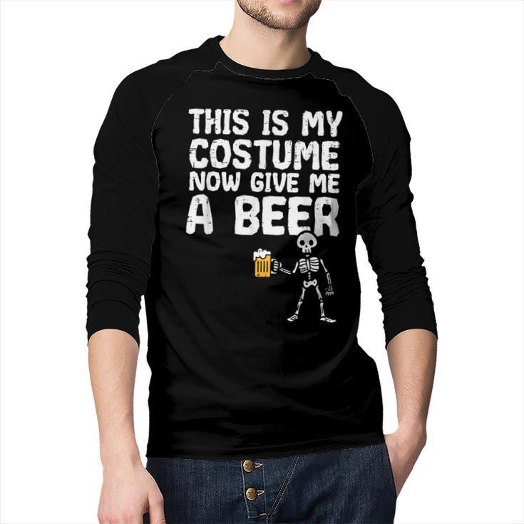 Halloween This Is My Costume Give Me Skeleton Dad Men Men Baseball Raglan Shirt