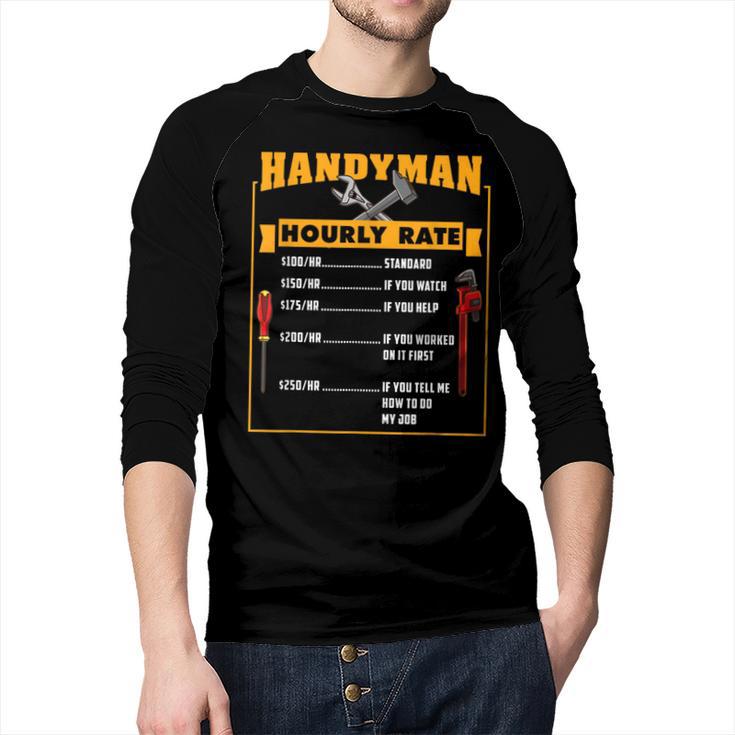 Handyman Hourly Rate Fathers Day Dad Men Baseball Raglan Shirt