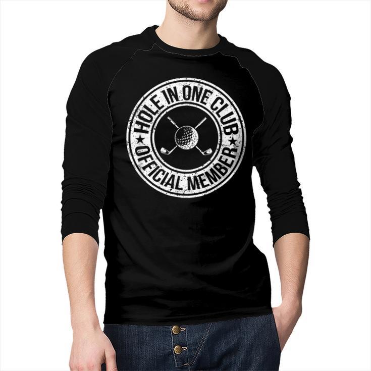 Hole In One Golf Dad & Cart Golfer Men Baseball Raglan Shirt