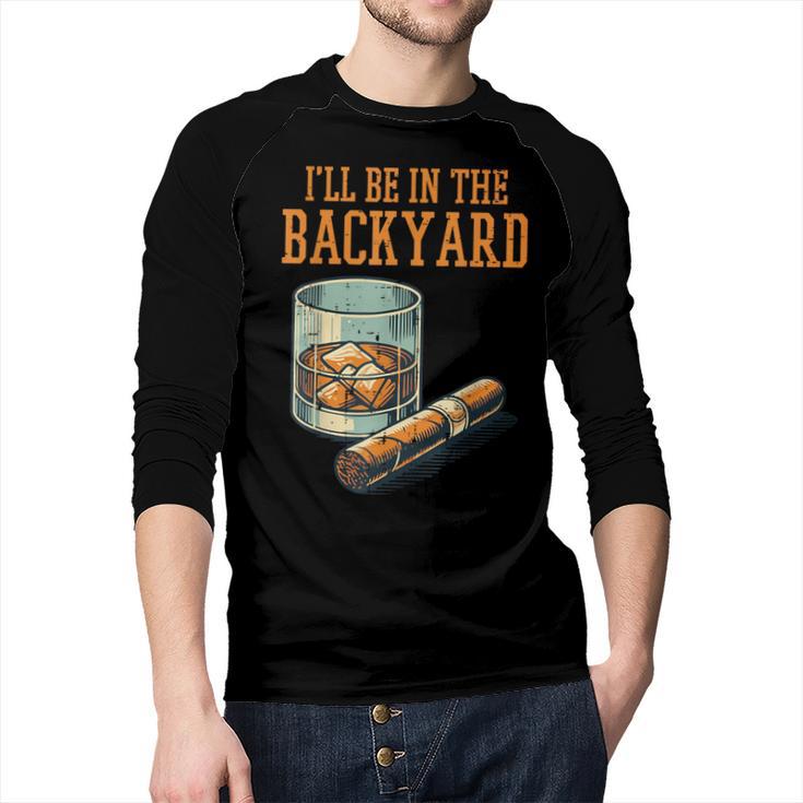 Ill Be In Backyard Saying Dad Men Grandpa Uncle Men Baseball Raglan Shirt