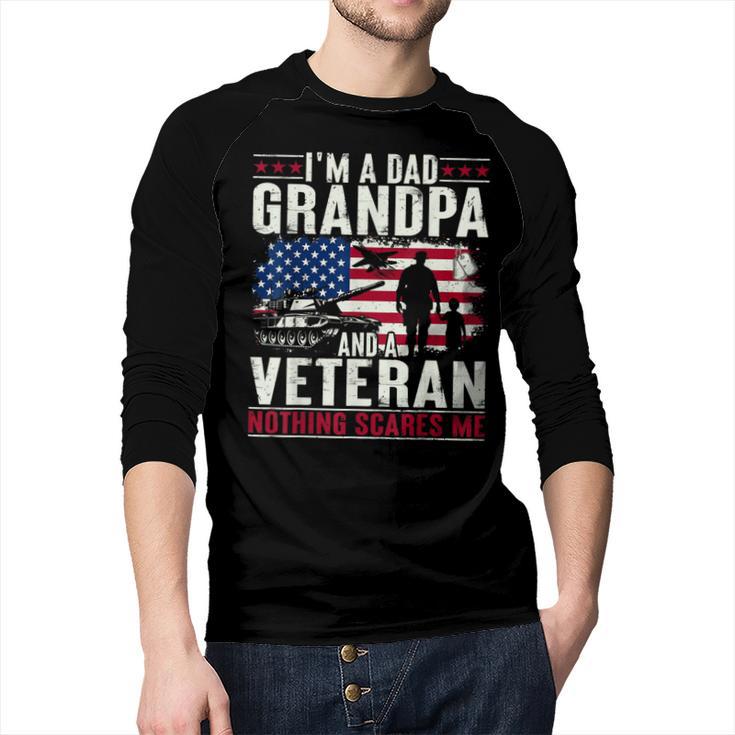 I'm A Dad Grandpa And Veteran Retro Papa Grandpa Men Baseball Raglan Shirt
