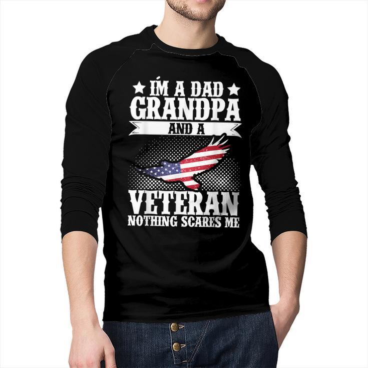 I'm A Dad Grandpa And A Veteran US Flag Veterans Day Men Baseball Raglan Shirt
