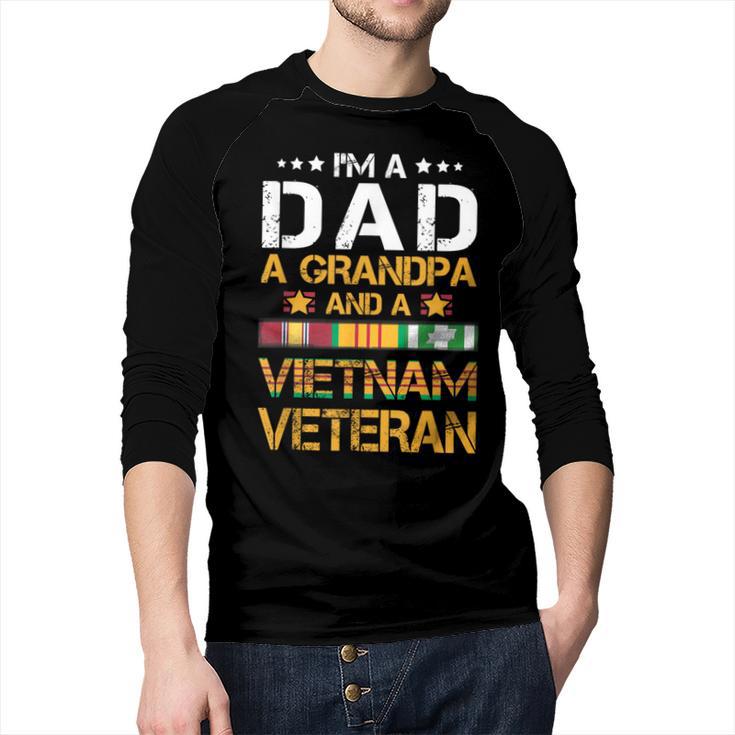 I'm A Dad Grandpa And A Vietnam Veteran US Army Vet Men Baseball Raglan Shirt