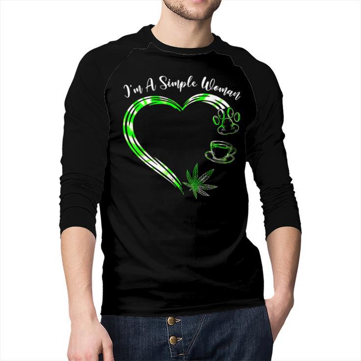 I'm A Simples Woman Loves Weed Coffee And Dog Dad Mom Men Baseball Raglan Shirt