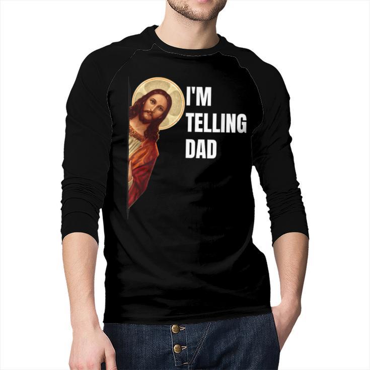 I'm Telling Dad Religious Christian Jesus Meme Men Baseball Raglan Shirt