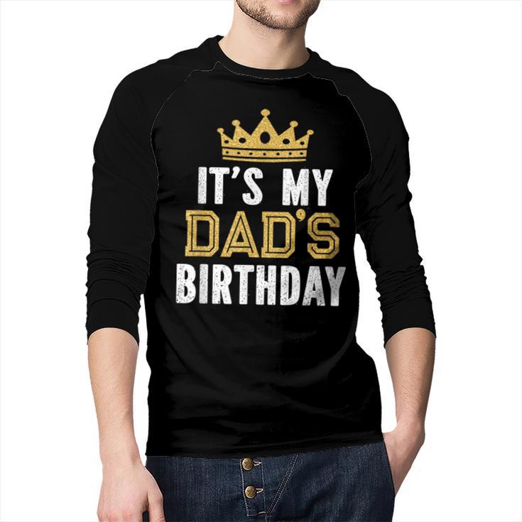 It's My Dad's Birthday Party Family Matching Small Men Baseball Raglan Shirt