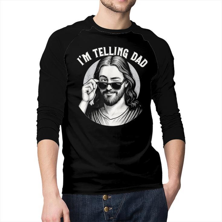 Jesus I'm Telling Dad Jesus Meme Christian & Jesus Men Baseball Raglan Shirt