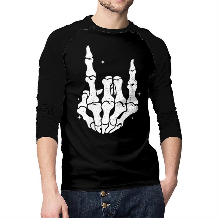 Just A Dad Who Always Came Back 2 Sided Skeleton Men Baseball Raglan Shirt