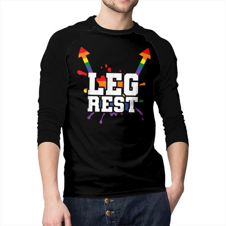 Leg Rest Naughty Dad Joke Vagitarian Lesbian Men Baseball Raglan Shirt